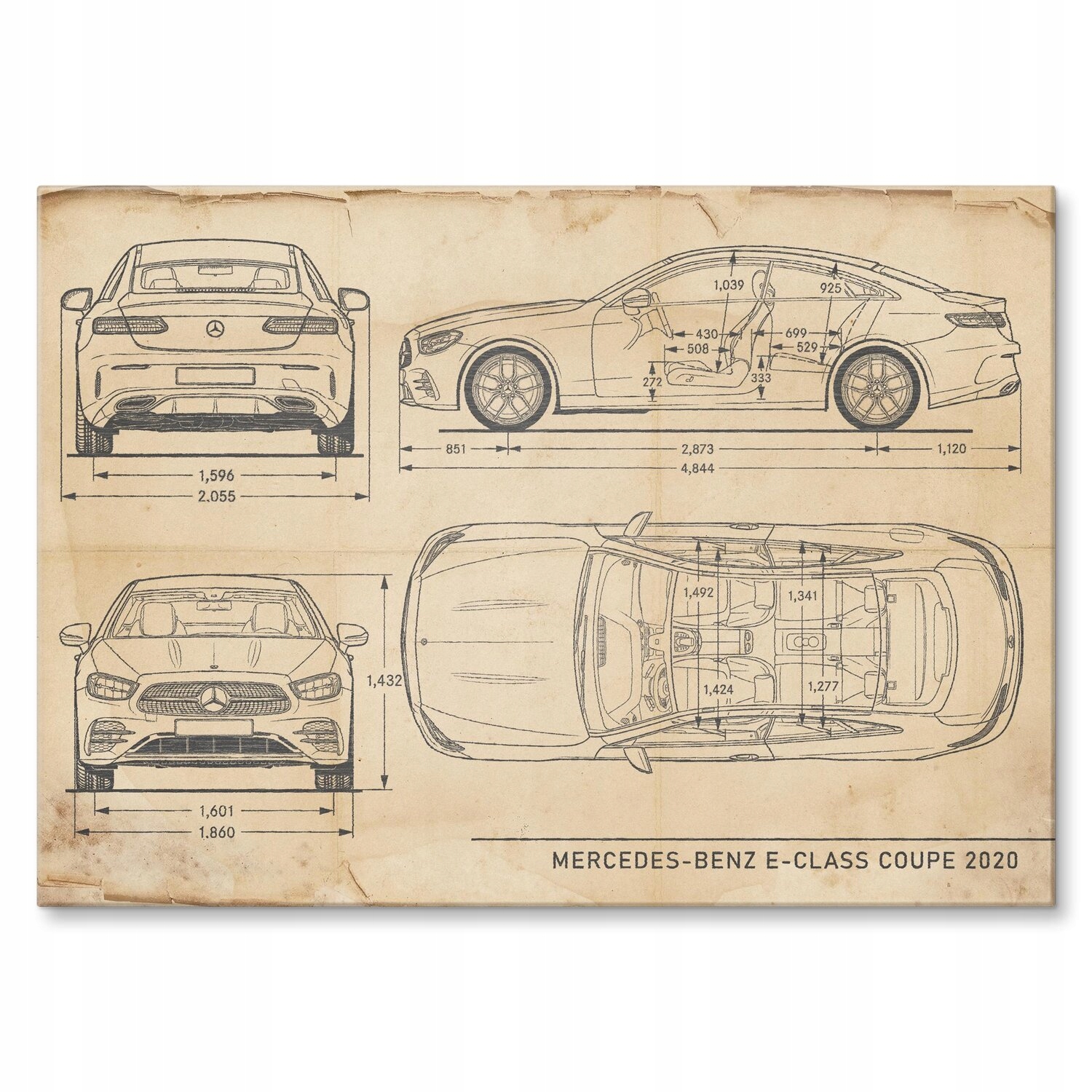 Kovový plakát Mercedes E Coupe 2020 Retro Dárek 42 x 59 cm
