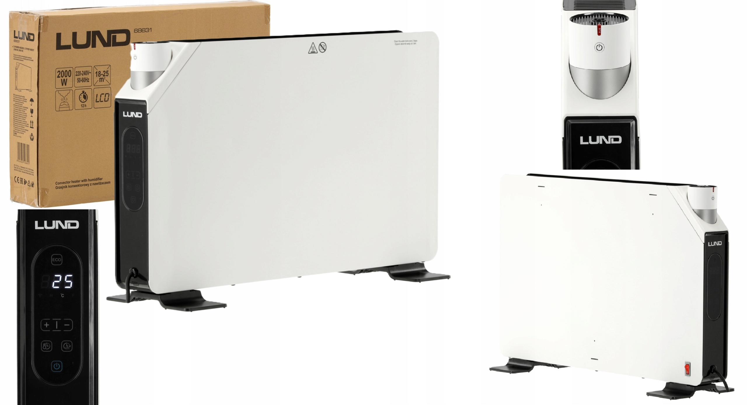 Elektrický Konvektorový Ohrievač S Zvlhčovačom Pecí Farelka 2000W 68631