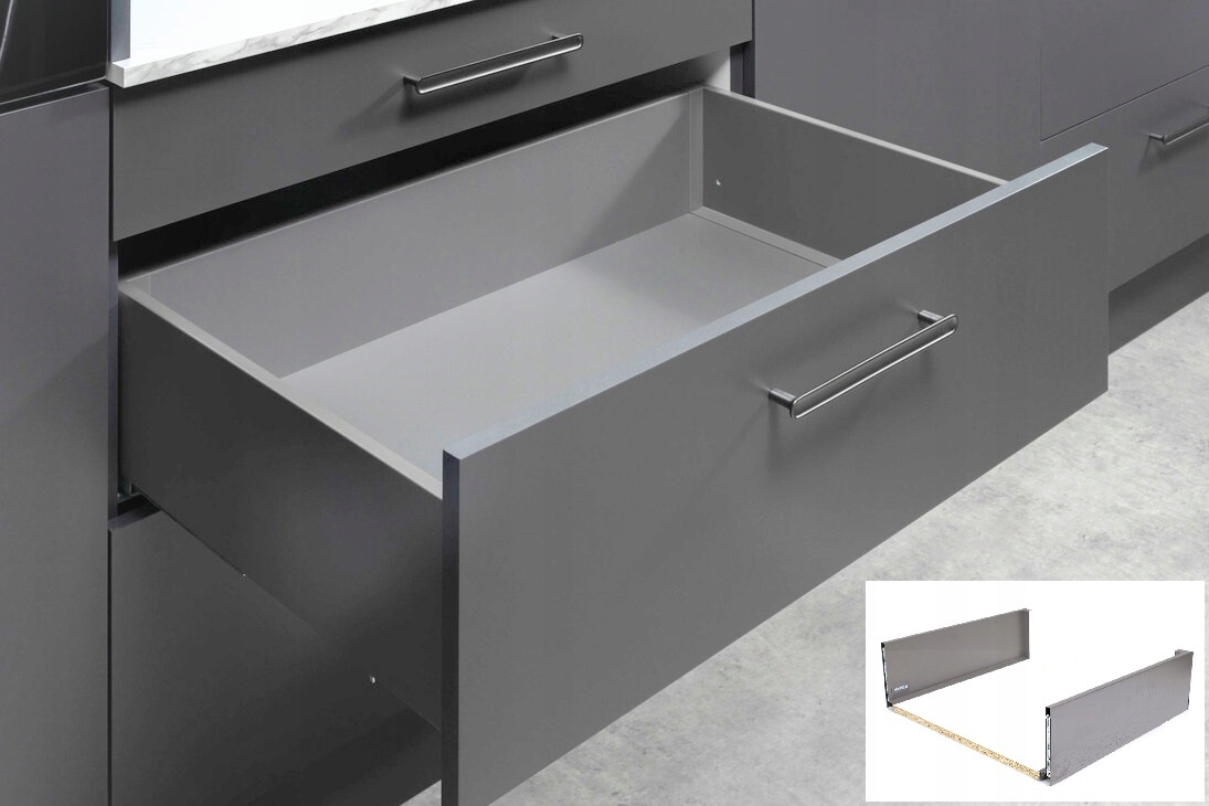 Šuplík Hafele Matrix S Slim 2.0 Vyšší H167 550 Šedá matná