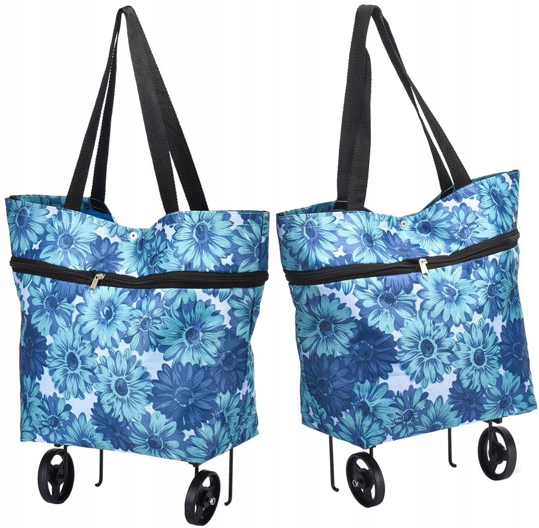 TORBA WÓZEK NA ZAKUPY ROZKŁADANA SKLADANY KÓŁKAMI Materiał inny