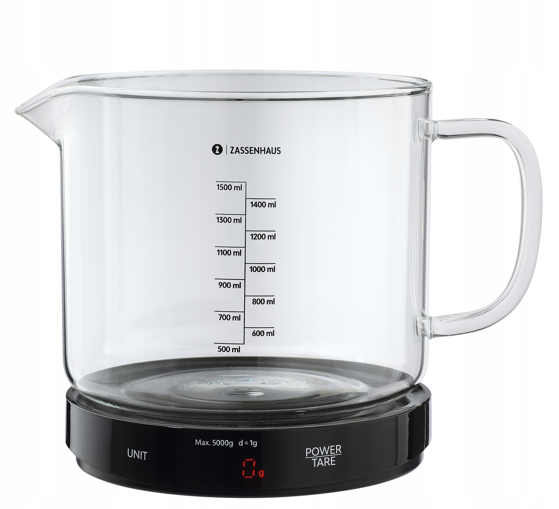 Váha ZassenHaus Bake se skleněnou miskou odměrkou 1500 ml kuchyňská do 5 kg