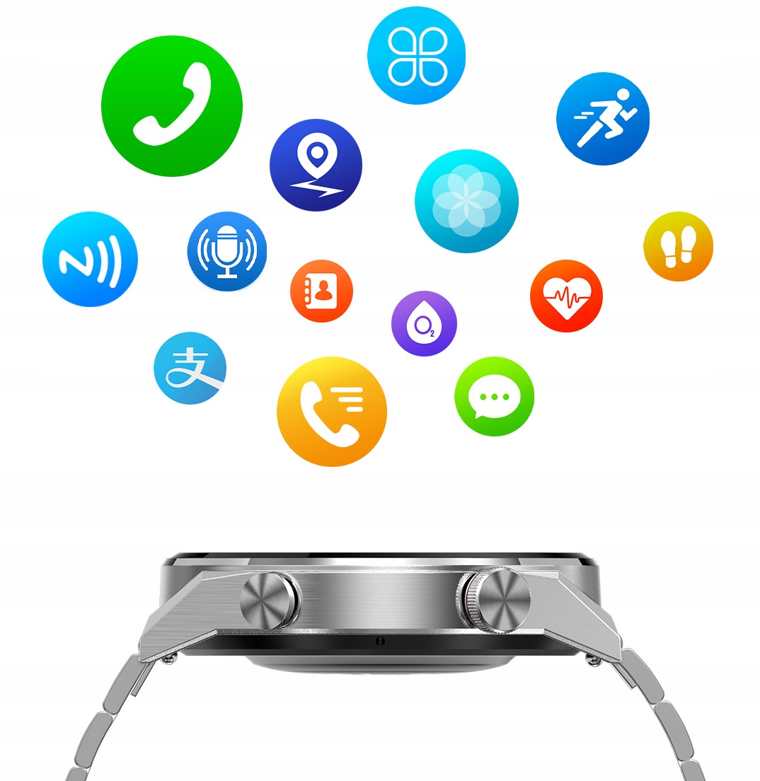 ZEGAREK SMARTWATCH MĘSKI NFC INDUKCJA ROZMOWY MENU PL 2 PASKI RNCE99 SPORT Transmisja danych brak