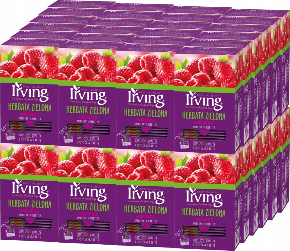 Herbata zielona malinowa ekspresowa Irving 30g x48