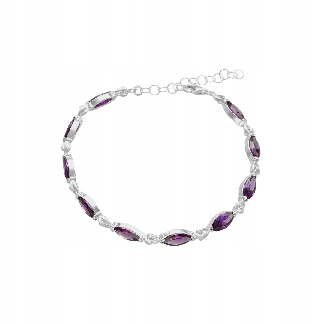 Náramek s filetovými zirkony, slza stříbro