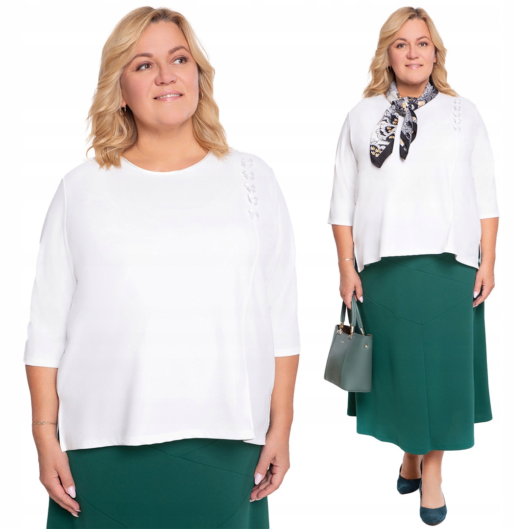Bílá halenka s mašličkami plus size velikost 52/54