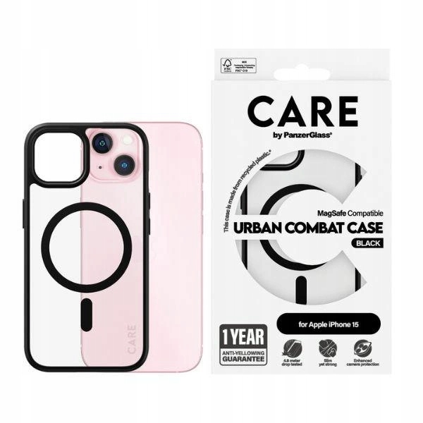 Pouzdro Care by PanzerGlass Urban Combat Case MagSafe pro iPhone 15 černé