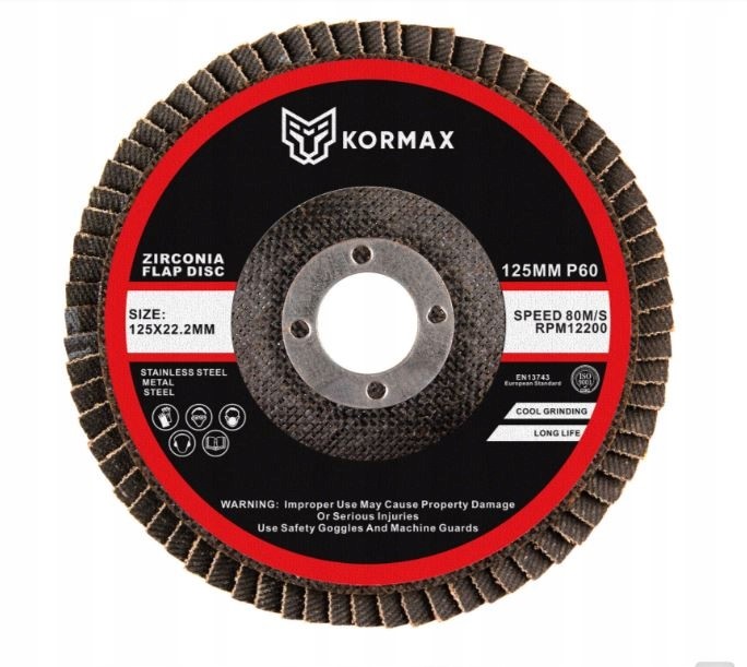 Lamelka ściernica listkowa wypukła fi 125mm gr. P80 Kormax cyrkon inox