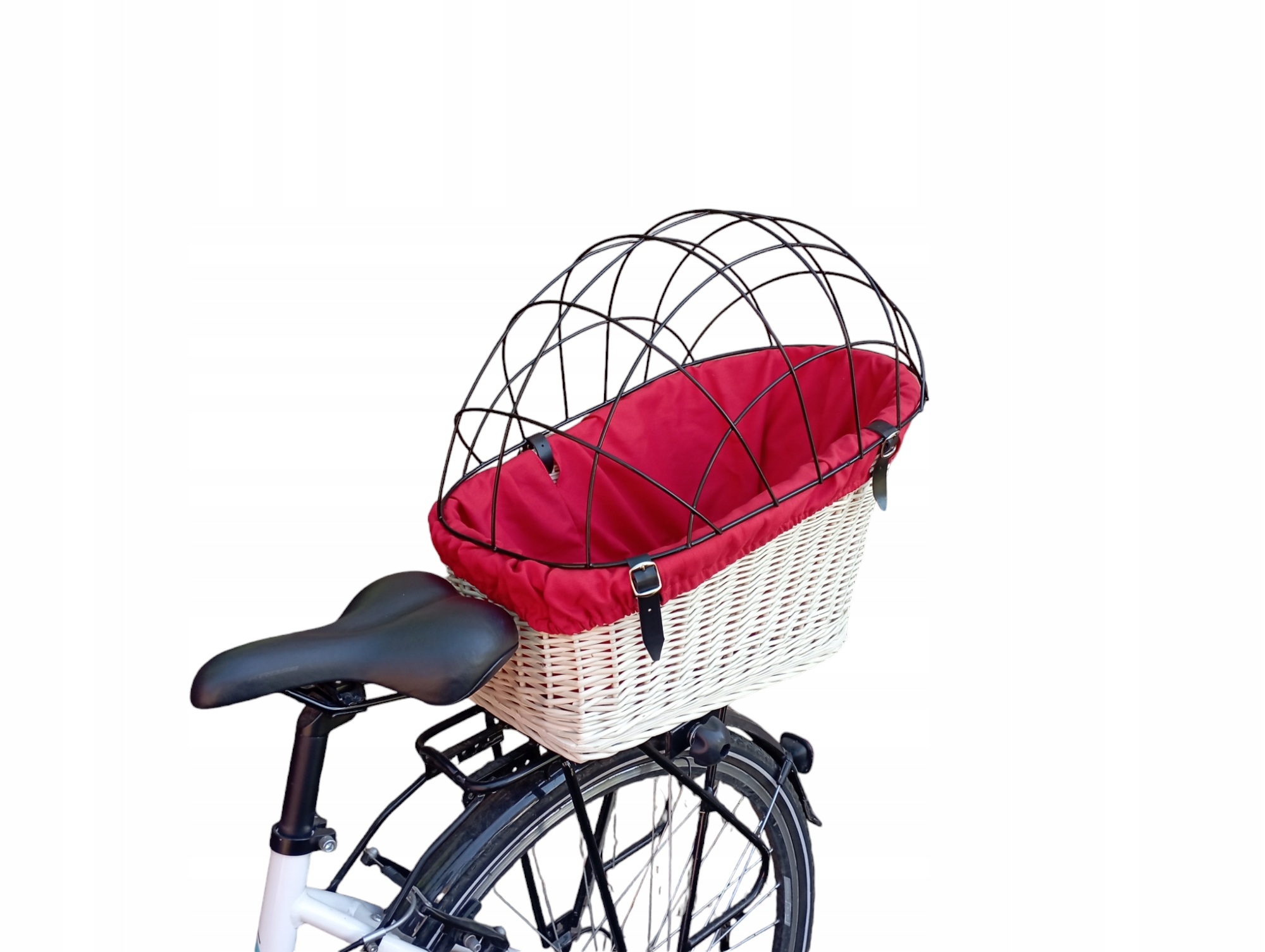 Transporter wiklinowy na rower kosz na Bagażnik +Obszycie Poduszka