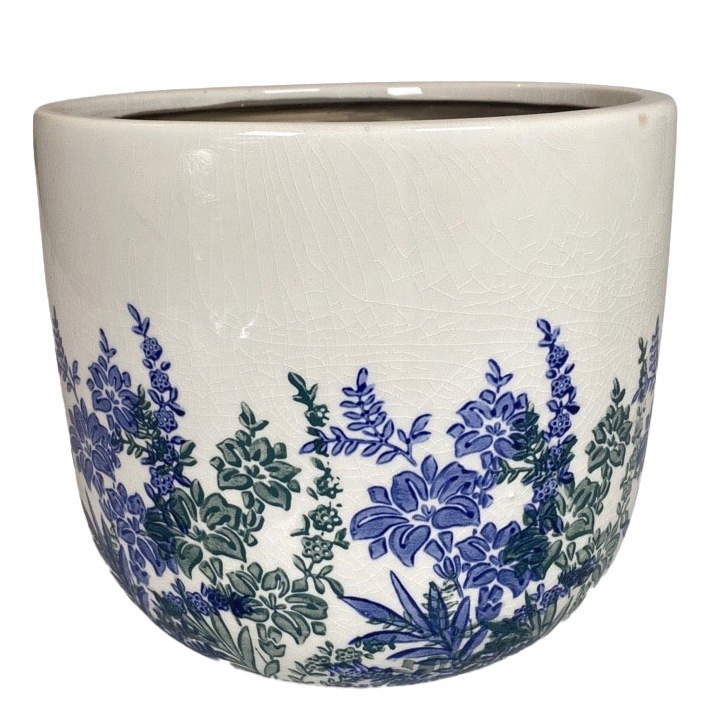 Obal Na Květináč Retro S Květinami 21 cm kulatý skandinávský na palmu