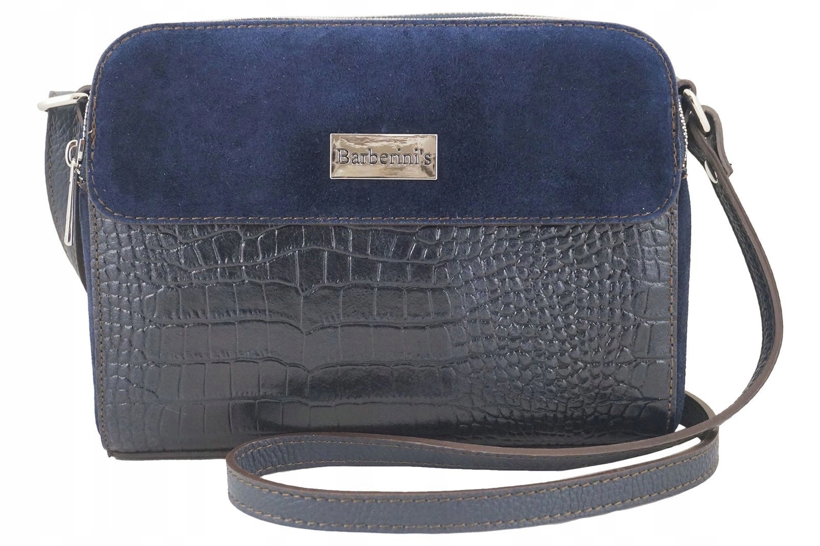 Dámská kožená kabelka crossbody kabelka přes rameno modrá