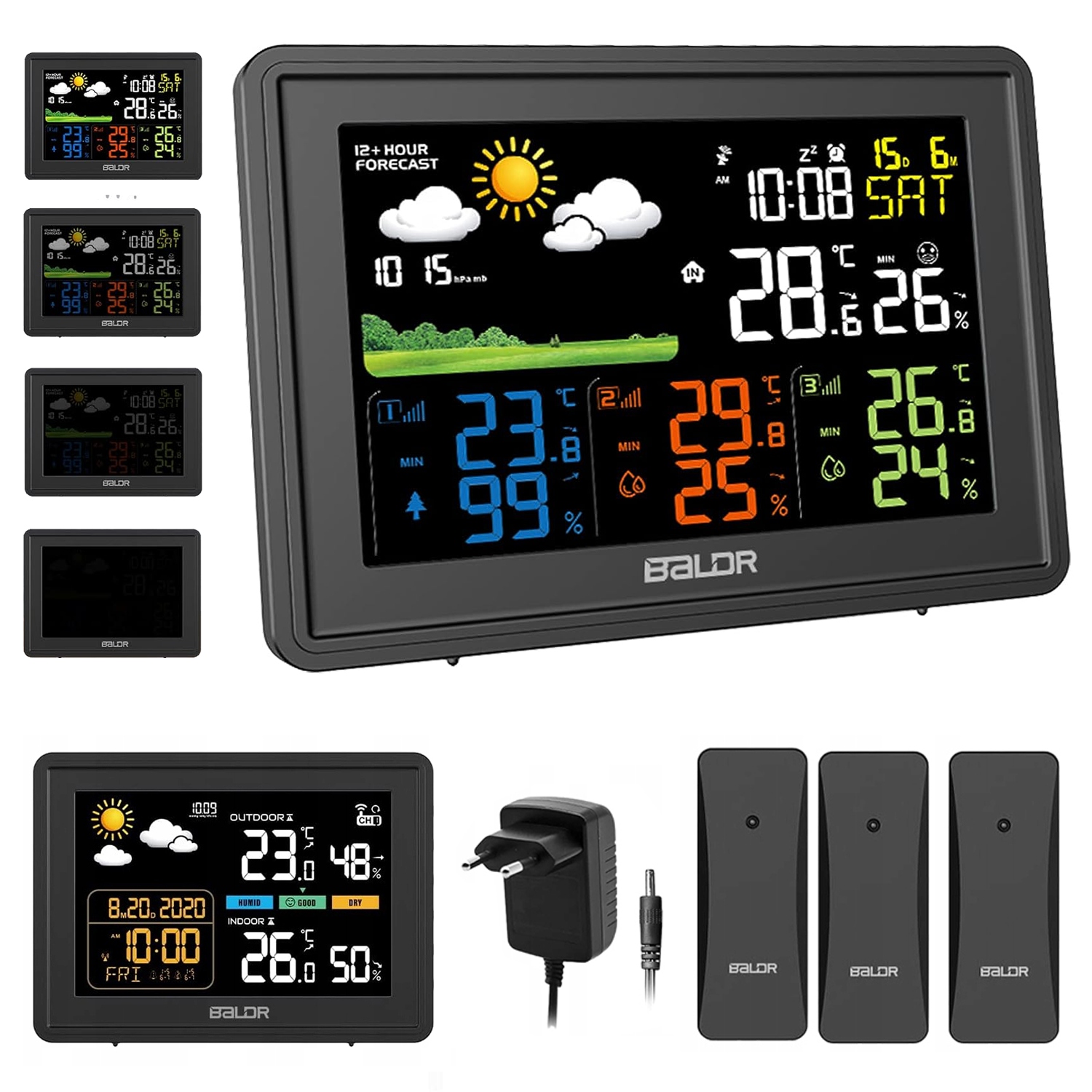 LCD Meteorologická Stanice Vlhkoměr Barometr Teploměr Hodiny Senzor