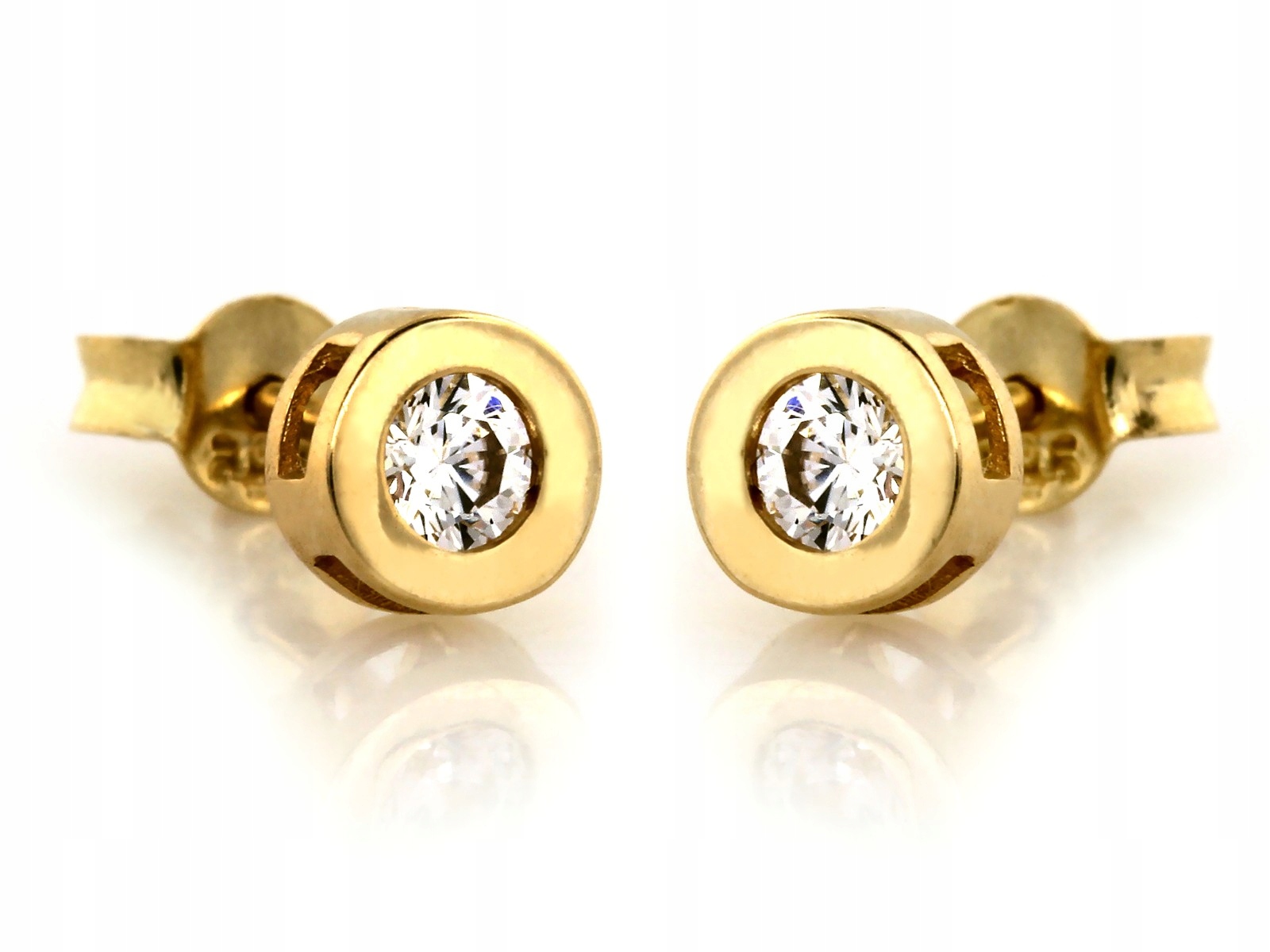 Dámské zlaté Náušnice 585 s lesklými kameny pro ni