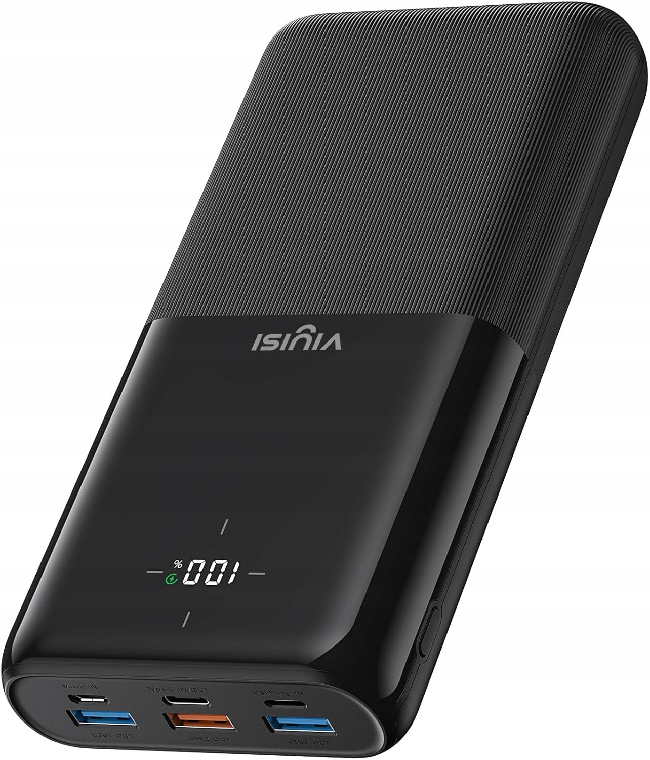 Viyisi Power Bank 20W Pd Rychlé nabíjení Usb C Led displej Černý