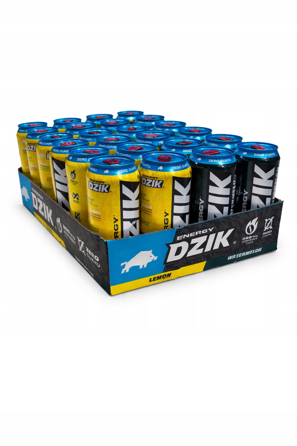 Napój energetyczny Dzik zero kalorii Lemon 500ml 12szt Arbuz 500ml 12szt