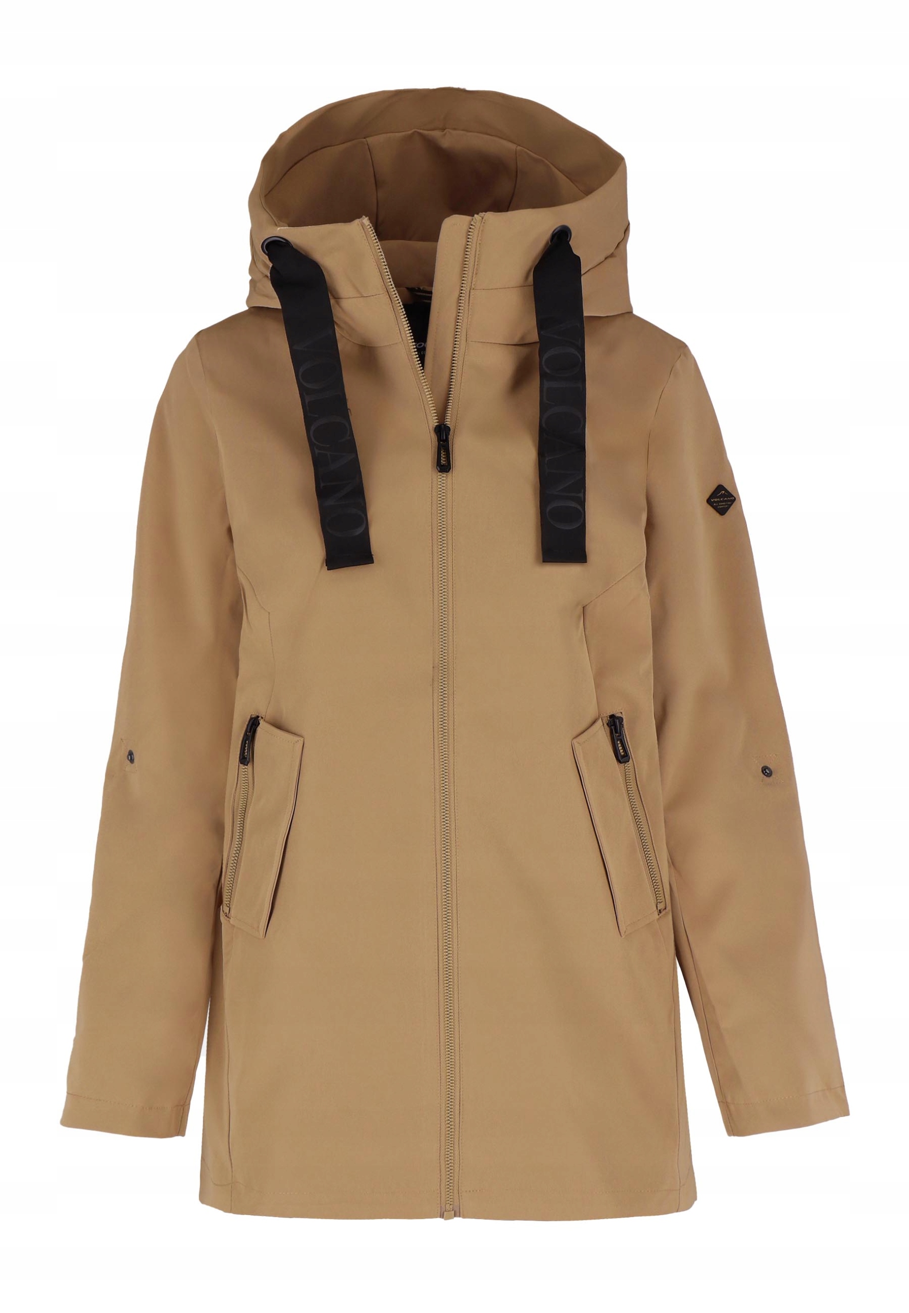 Dámský Krátký Kabát Jednoduchý Hnědý Volcano J-twiggy XXL