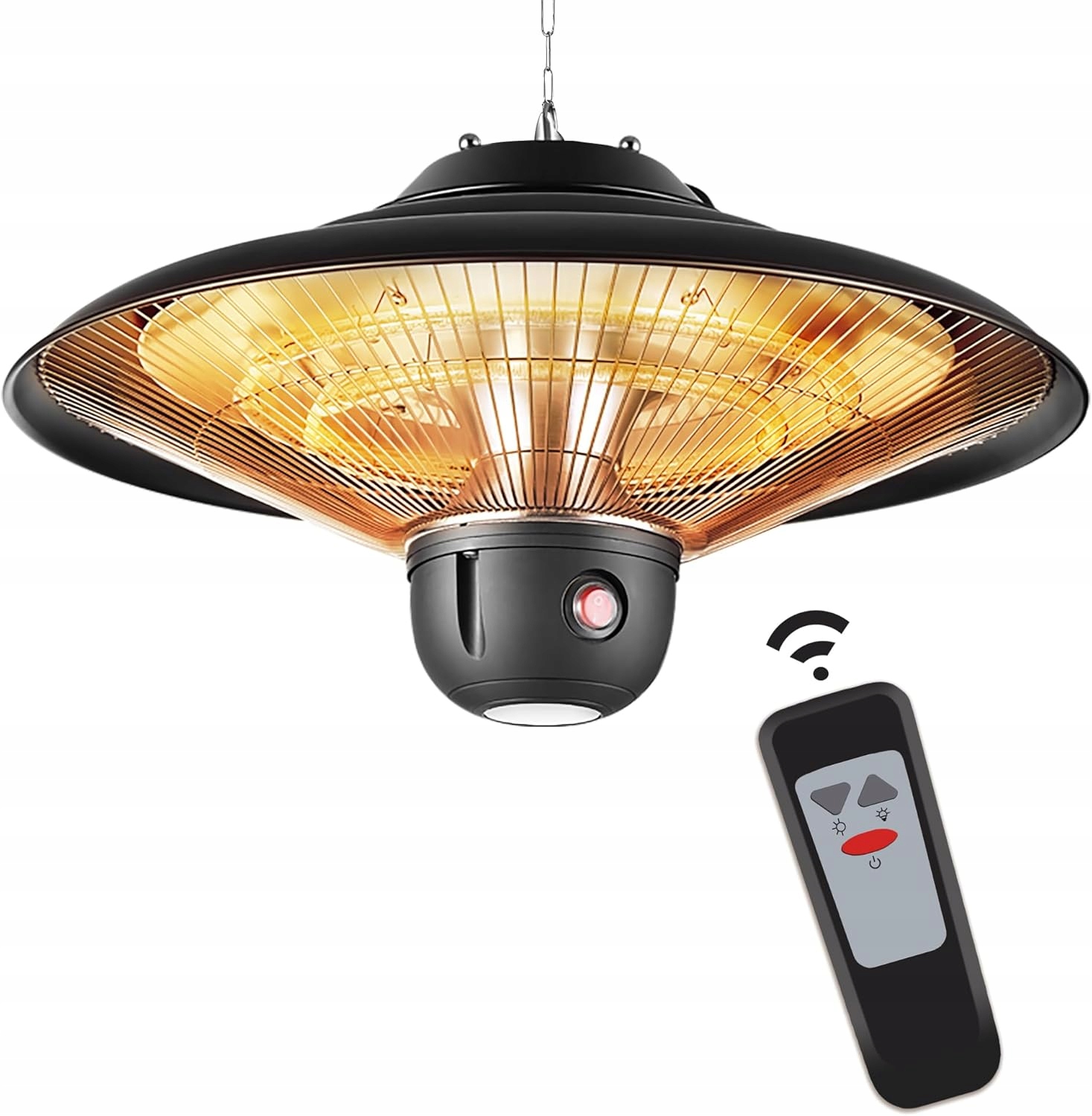 Vykurovacia lampa na terasu/patio/altán 800 W 2000 W ovládaná diaľkovým ovládačom, 3 režimy