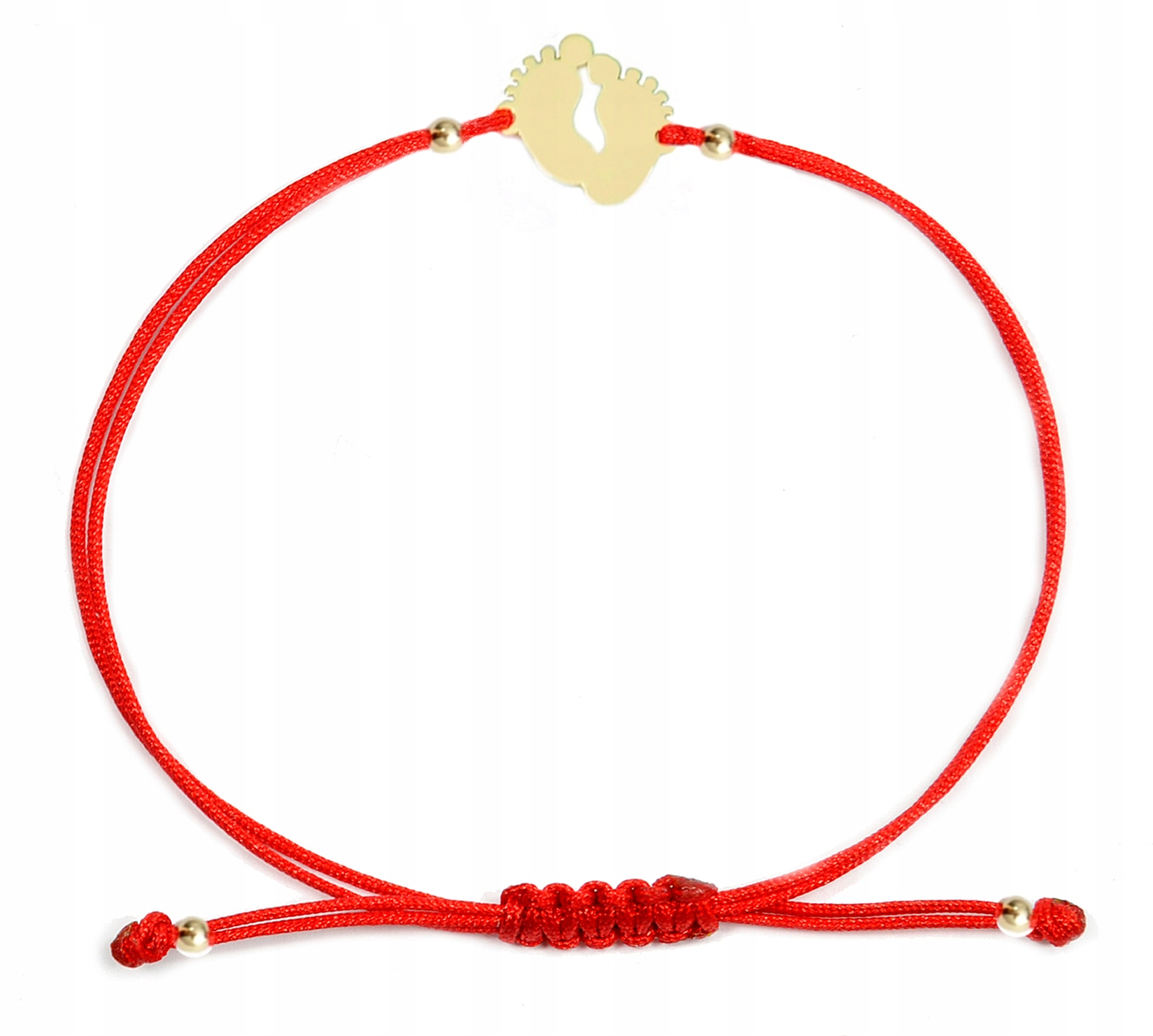 Zlatý náramek na šňůrce otisky chodidel, pro maminky, Au 585