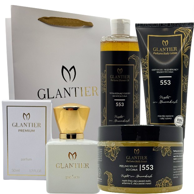 Glantier Sada 553 Exclusive Parfém Premium Peeling Olej Balzámová taška