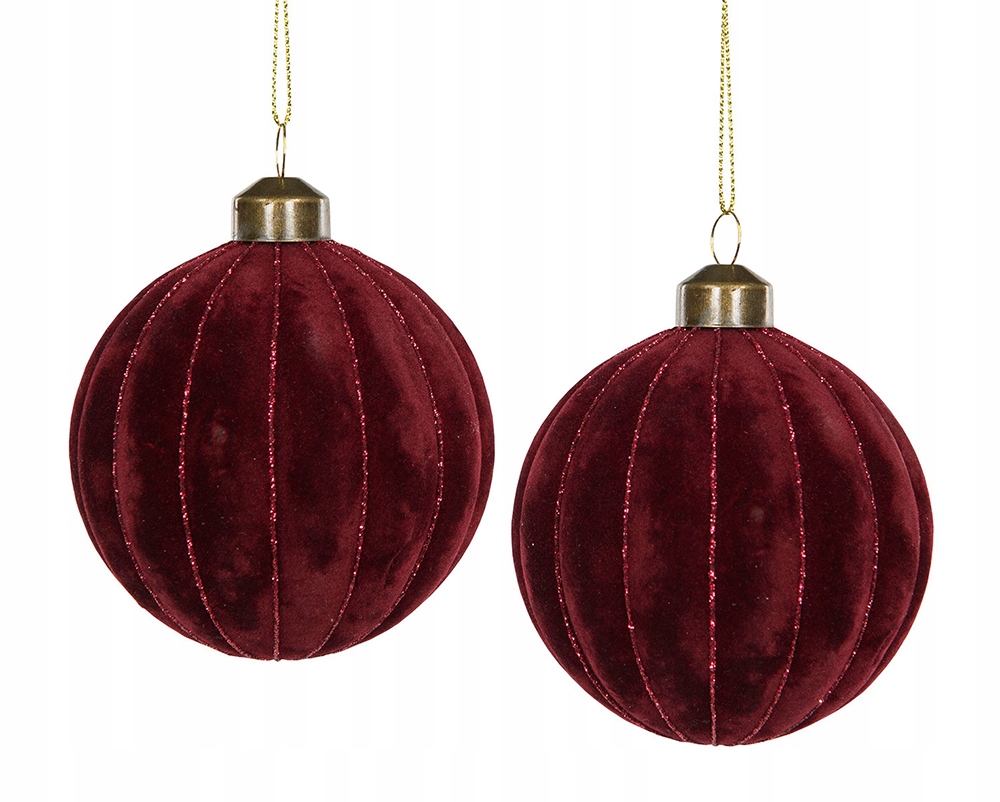 

4 szt. Bombki Choinkowe Aksamitne czerwone
