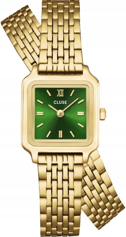 Dámské Zeleno-zlaté Hodinky Čtverec Malý 21 mm Cluse CW15504 Náramek