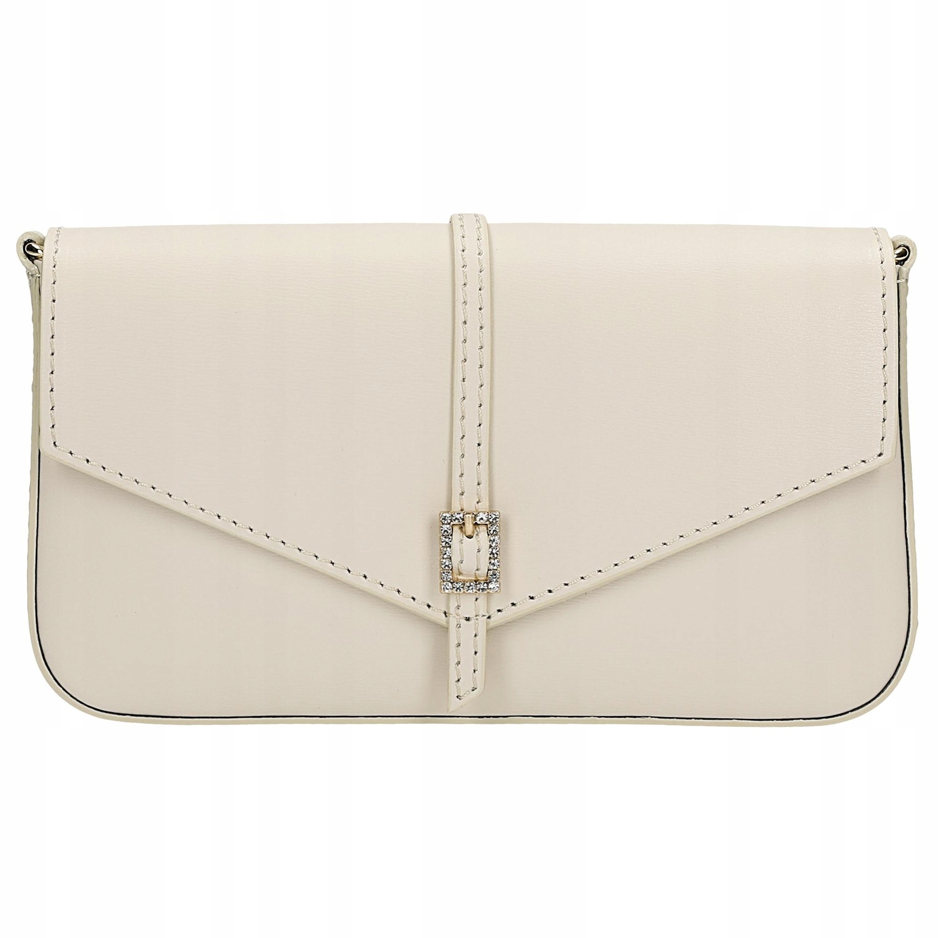 Bílá kožená kabelka se zapínáním s krystalky