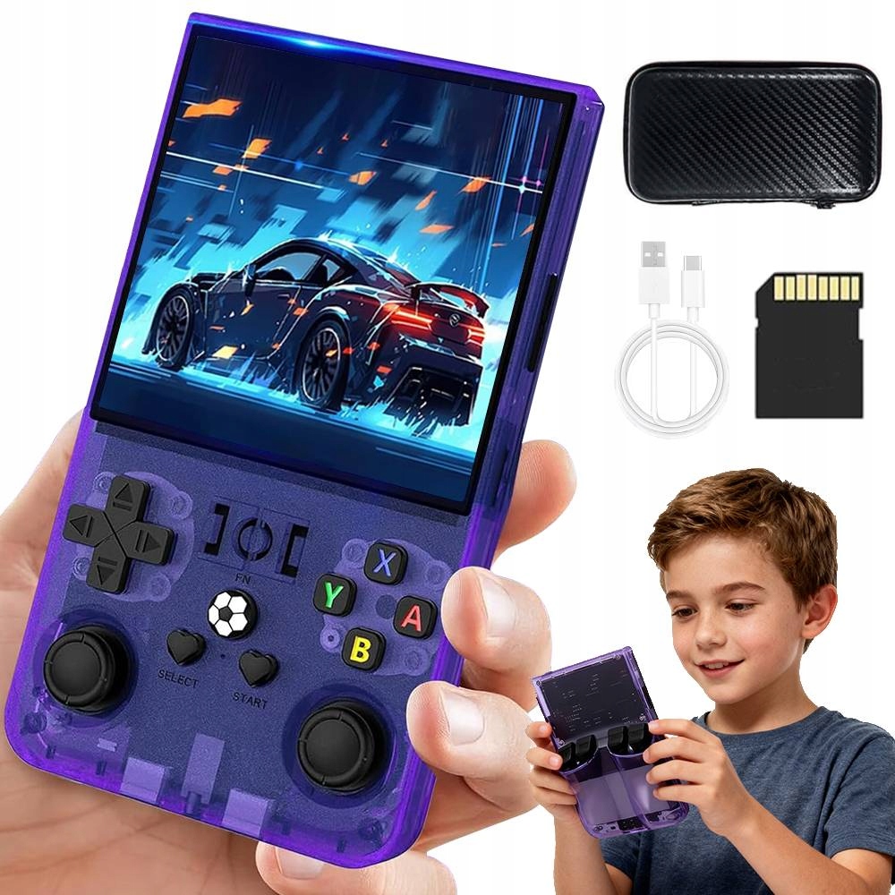 Mini Przenośna Konsola Retro Gra R36MAX Ergonomiczna 18000+GIER Karta 64GB