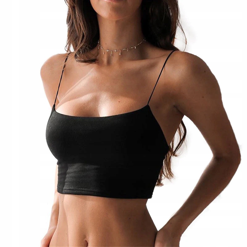 

Crop Top Bawełniany Na Ramiączka Czarny L/XL