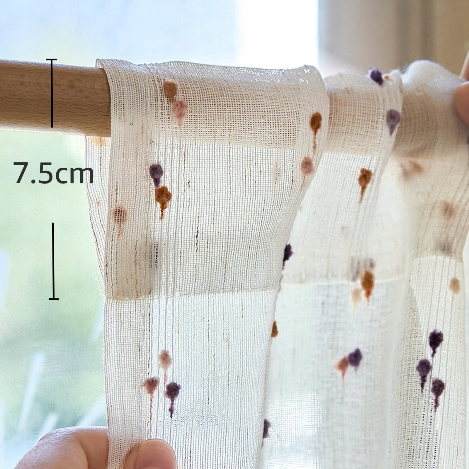 Zasłona Bistro Boho Kropki 40x125 cm Beżowa — miniatura 5