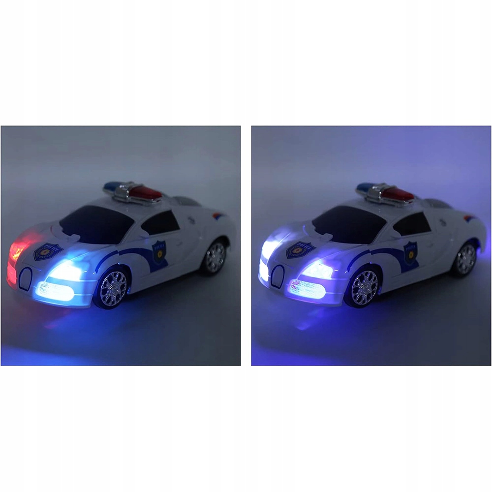 AUTO-ROBOT POJAZD NA BATERIE SAMOCHÓD POLICJA TRANSFORMERS ŚWIECĄ ŚWIATŁA Marka KinderSafe