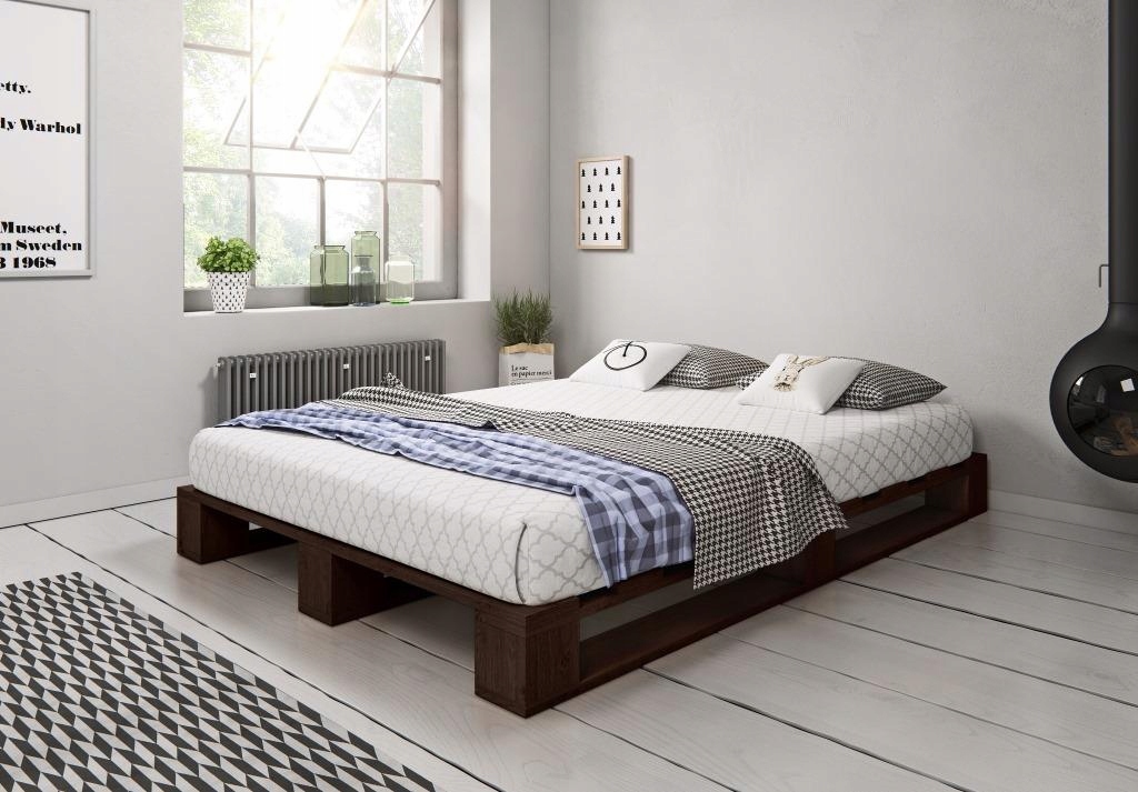 Łóżko Drewniane Palisander 100x200 Paletowe Loft Dziecięce Wytrzymałe