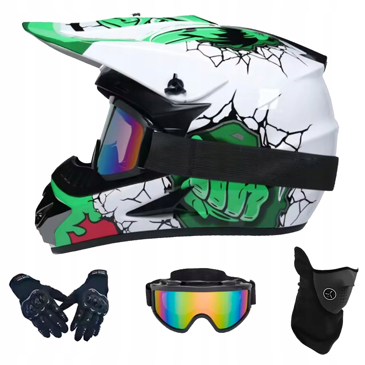 Helma Na Elektrickou Koloběžku Cross Enduro Quad Bmx Helma Brýle Rukavice M