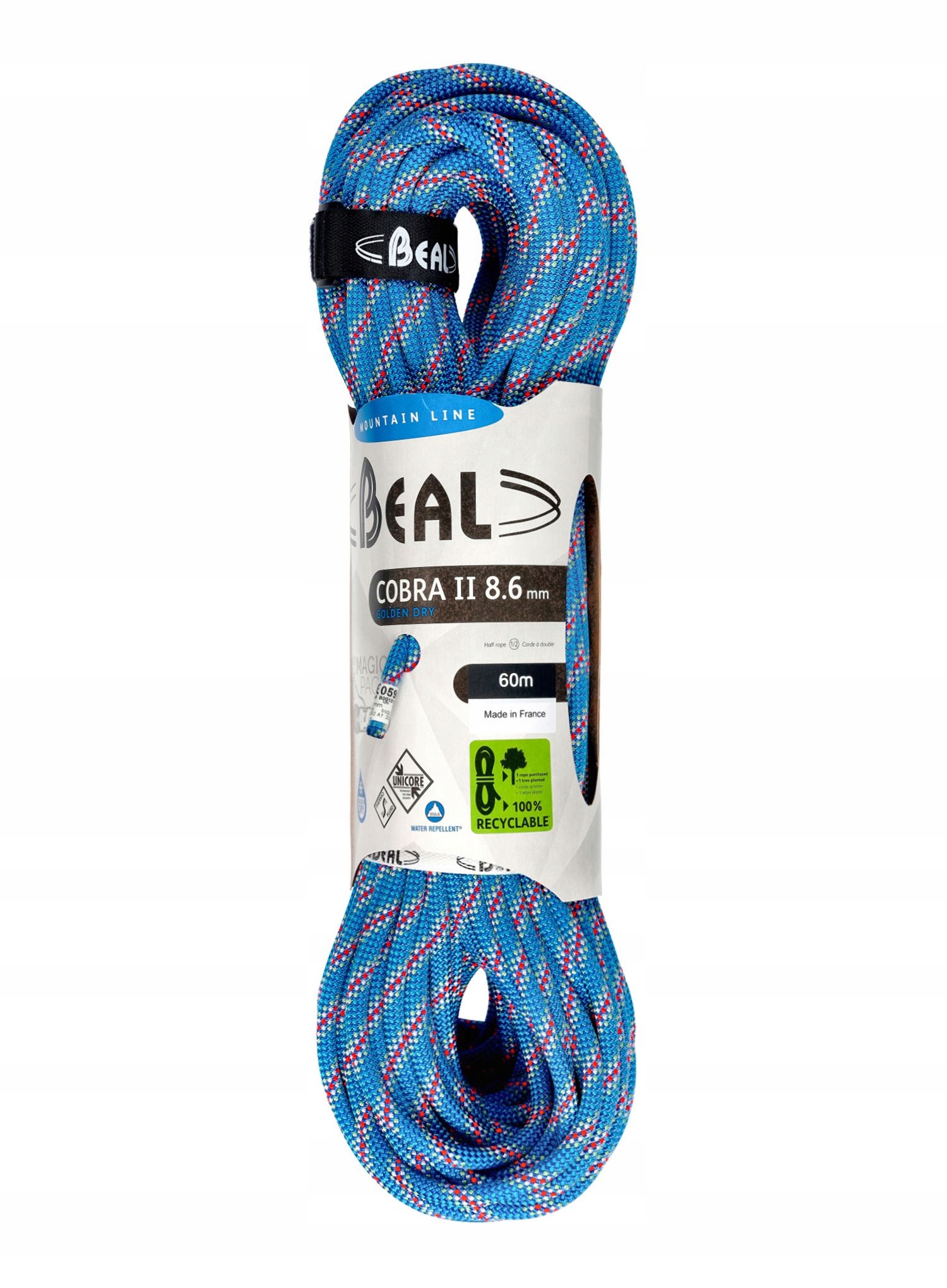 Dynamické lano Beal Cobra II Unicore Golden Dry 8,6 mm 60 m modré