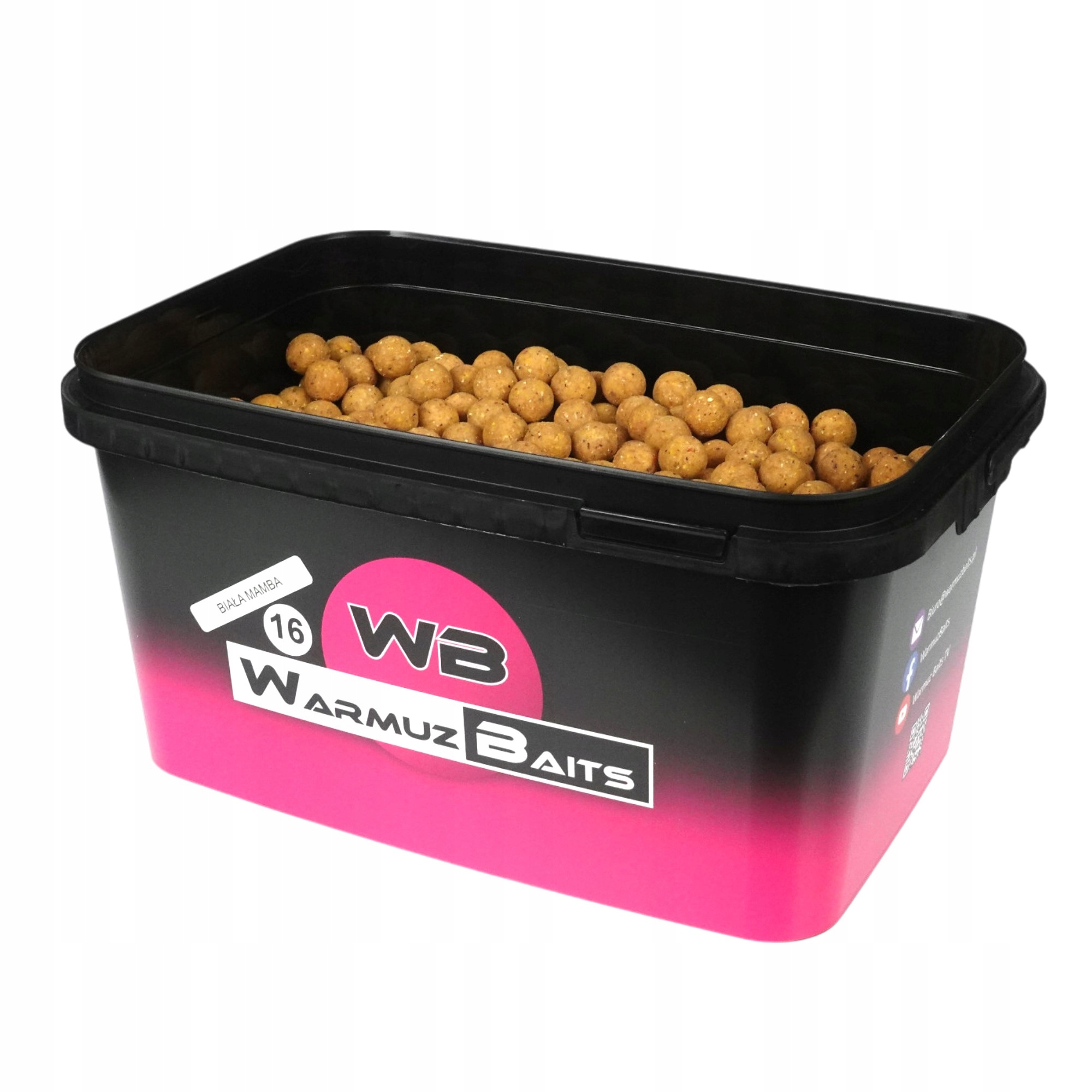 Kulki zanętowe Warmuz Baits Biała Mamba 3kg 16mm Wiadro na karpia i amura