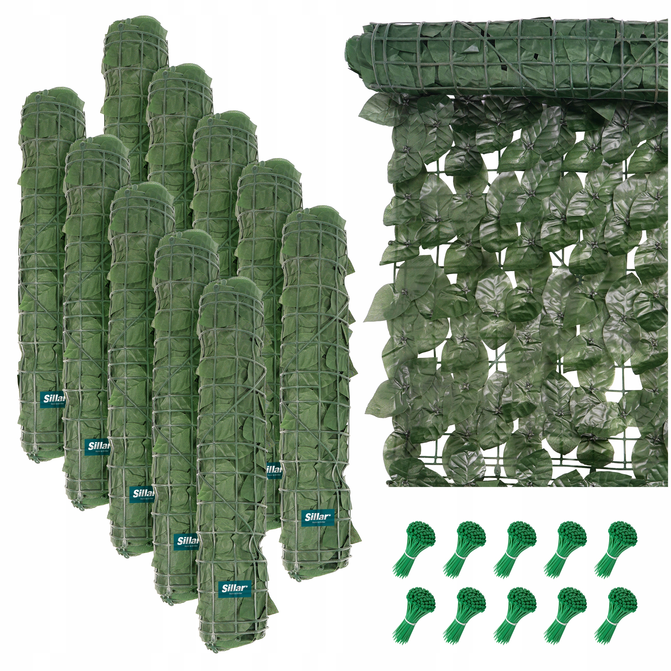Sada sieťka umelý živý plot brečtan zatieňujúca panely 60 ks 50x50 cm