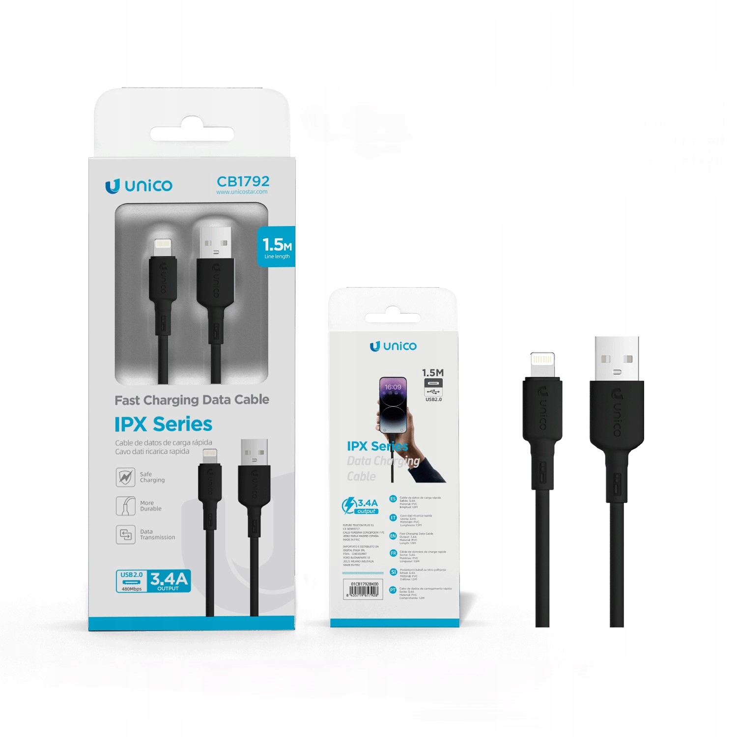 Kabel Usb Apple Lightning 3.4A Kabel do iPhone 1,5 M czarny