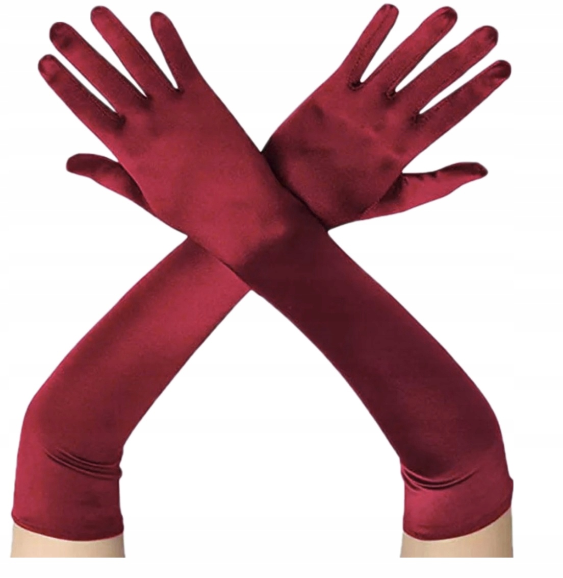 

Sexy Burgundowe Satynowe Rękawiczki 54CM Długie