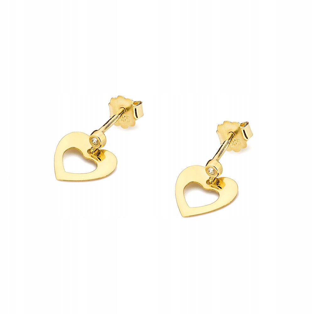 

Złote Kolczyki 585 Brylanty 0,03 ct - Serce