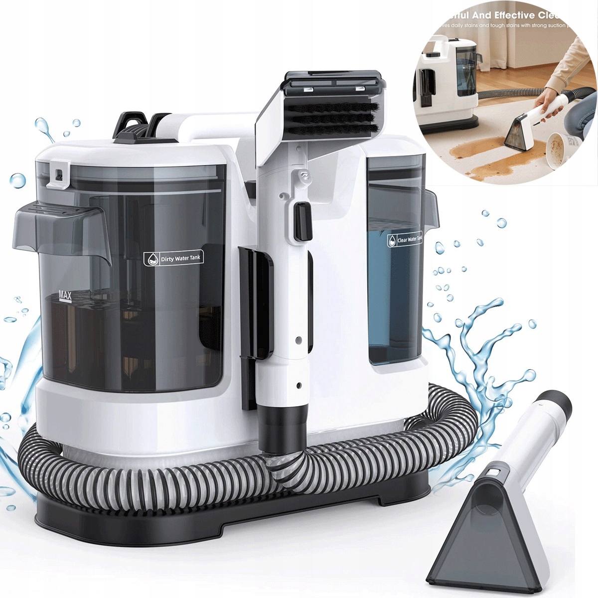 2 Nádržky Na Vodu Vysavač Prací 150 CM Hadice Bílá Pro Matrace