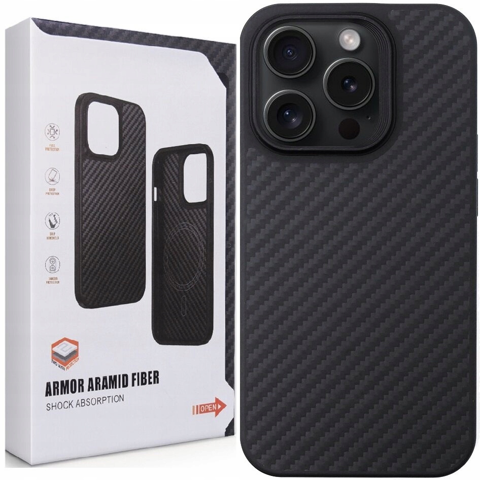 Pouzdro pro iPhone 15 Pro, Erbord, magnetické pouzdro Aramid, Kryt pro MagSafe