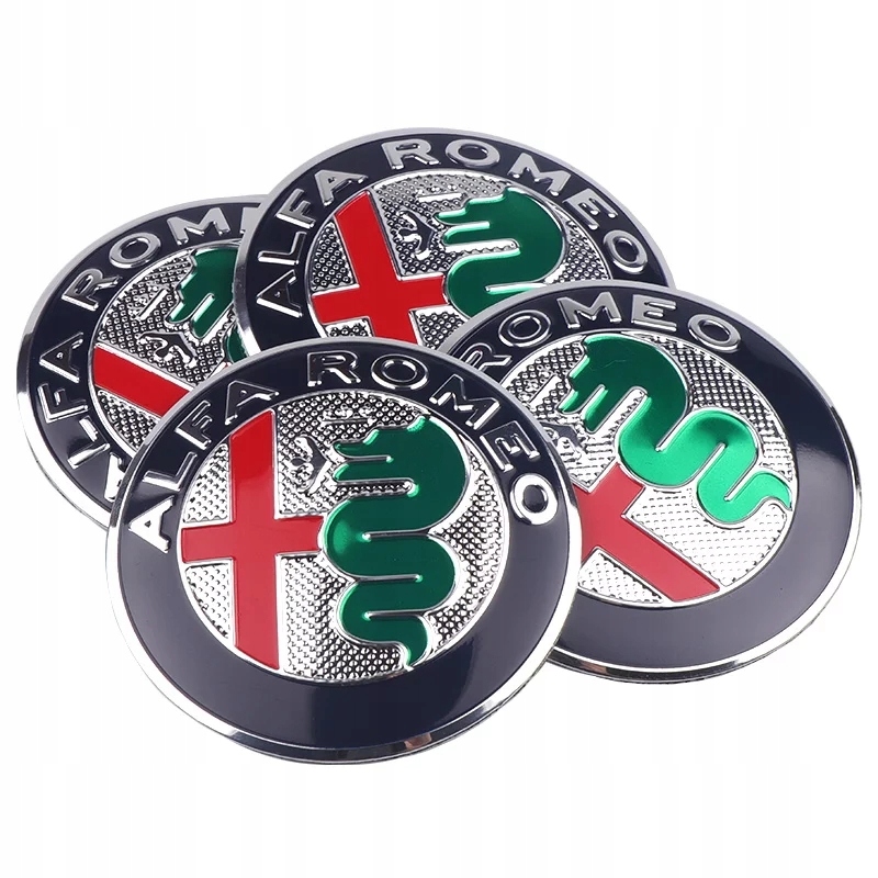4 NAKLEJKI ALUMINIOW LOGO EMBLEMAT 56mm ALFA ROMEO