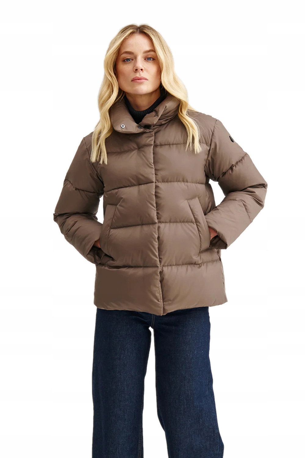 Hnědá Prošívaná Zateplená Péřová Bunda Lehká Krátká Janbor M