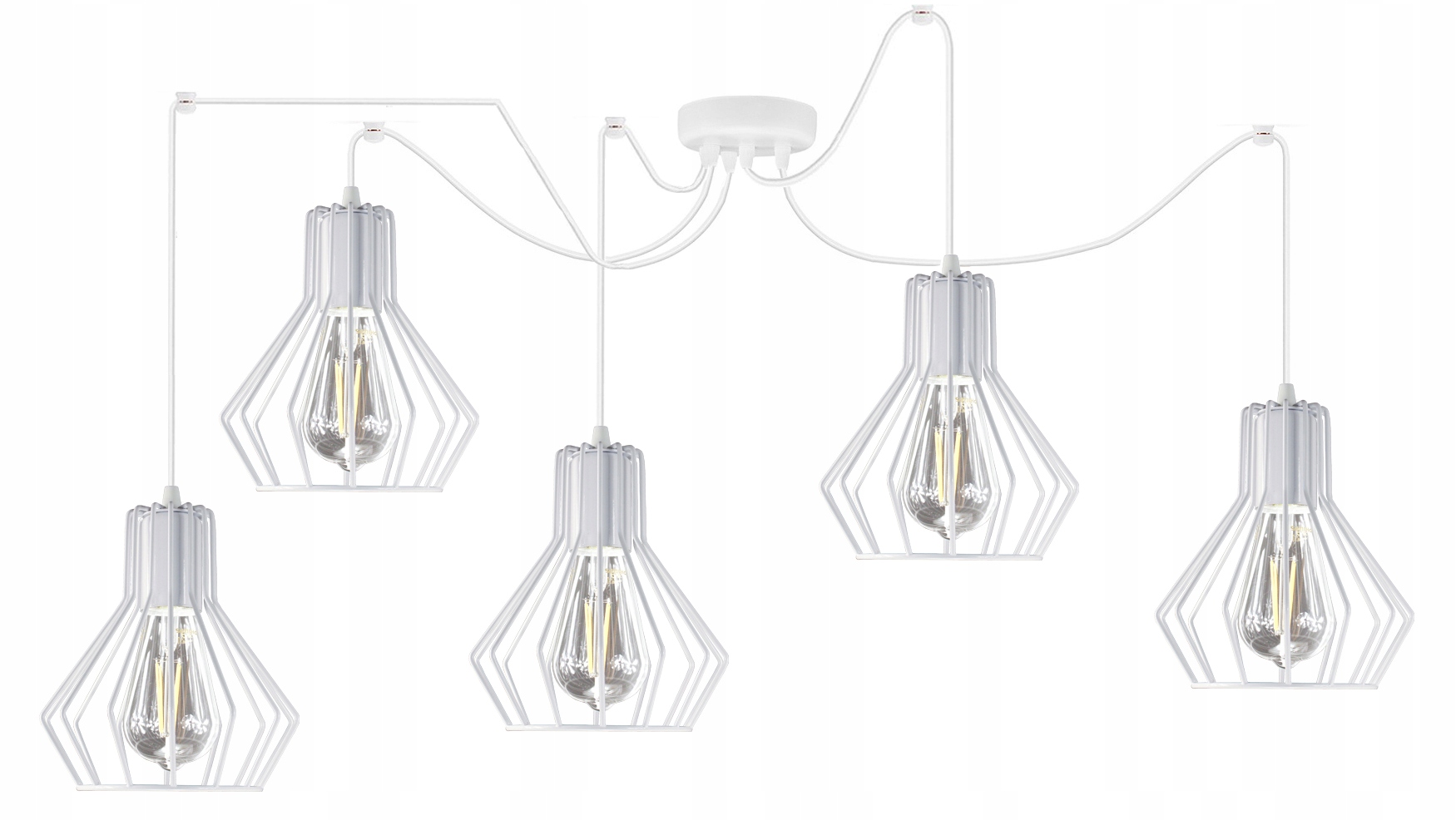 Pavouk Závěsná lampa Stropní nastavitelná drátěná Bell 5 bílá lze Led