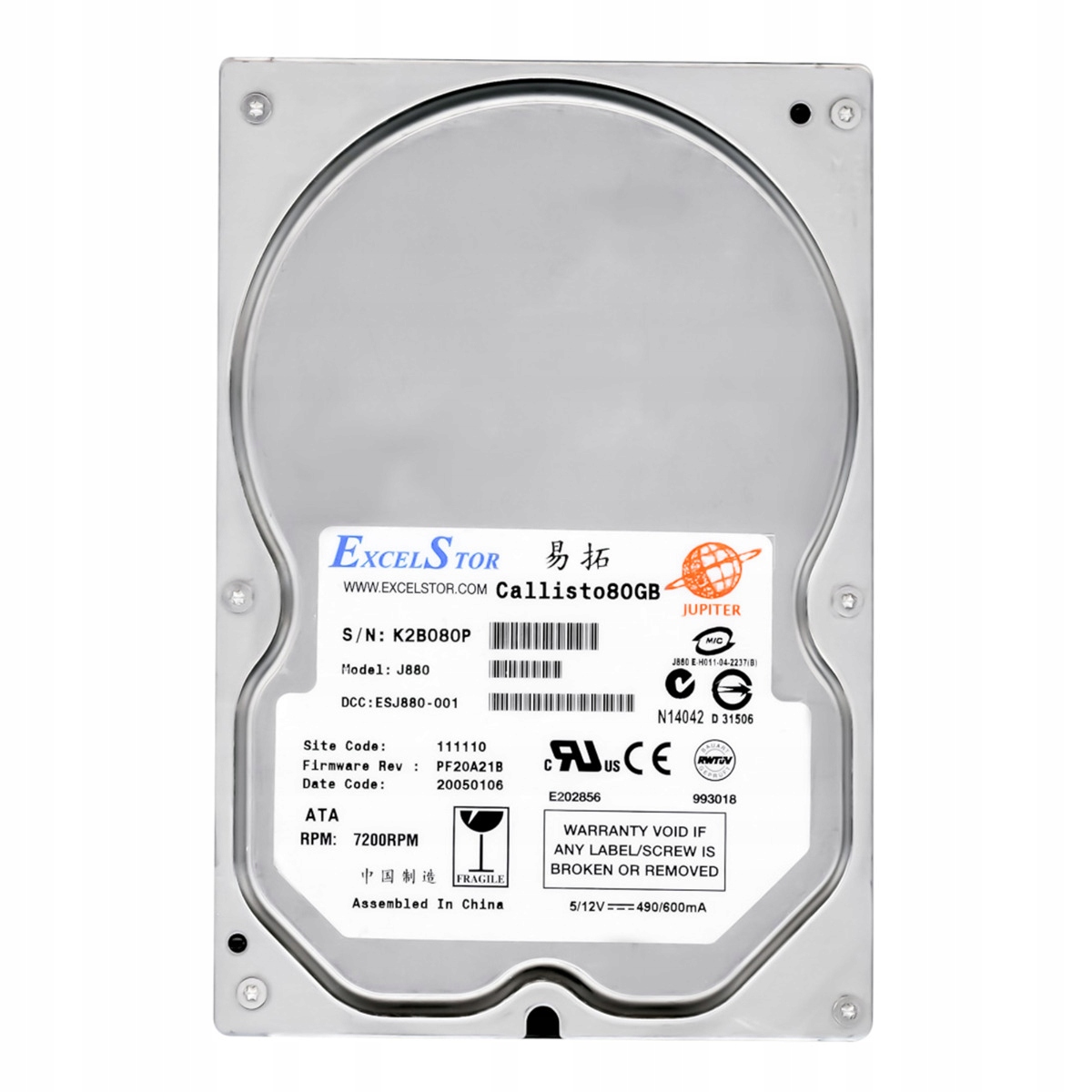 Excelstor Callisto 80GB 7.2K 2MB Ata 3.5'' J880