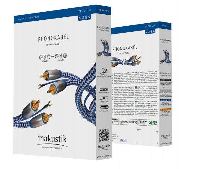 Premium Phonokabel, Phono Cinch <> Phono Cinch, 0,75 Inakustik Pre Gramofón