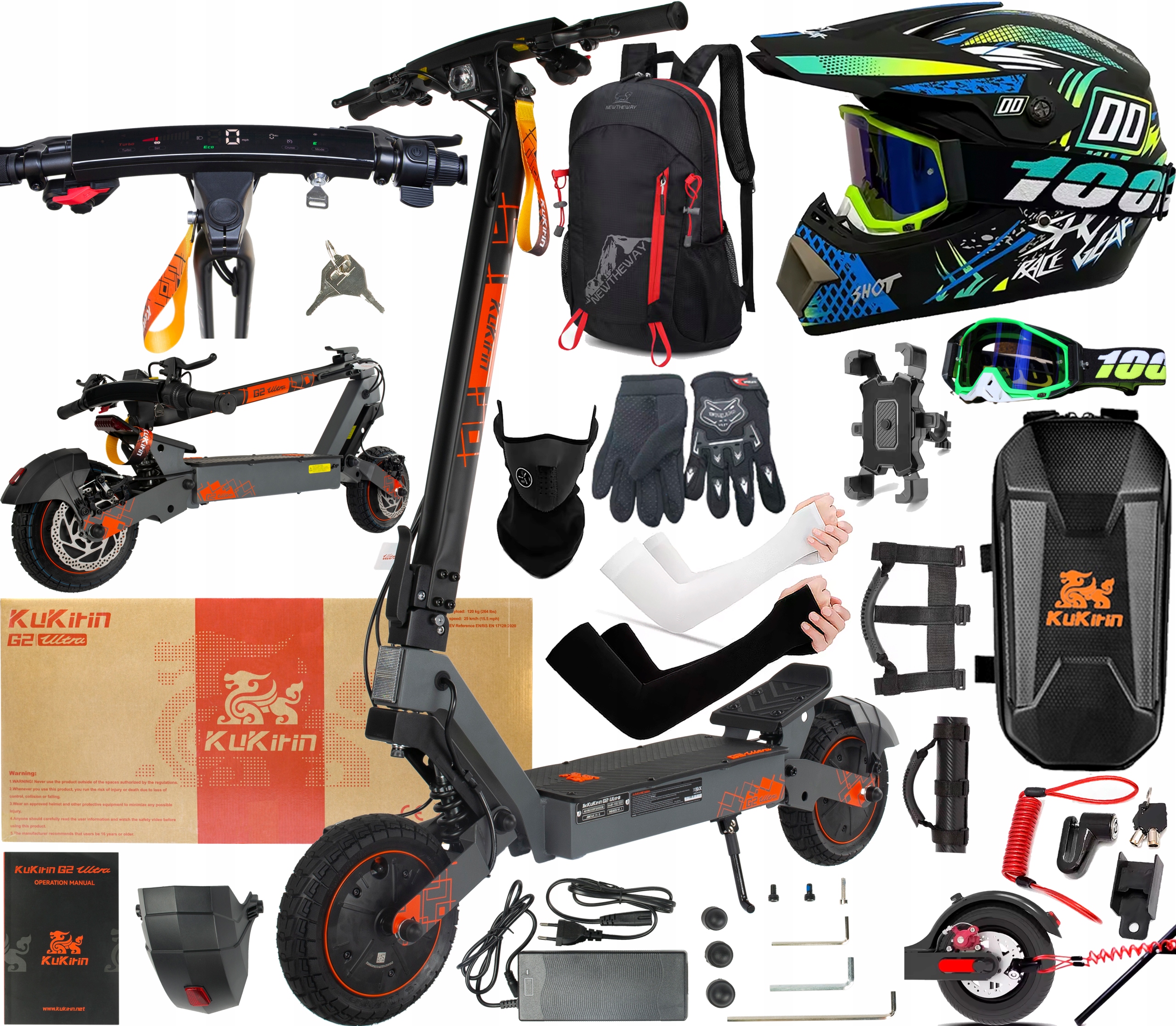 KuKirin G2 Ultra Elektrická vozidla 1600W 48V 18Ah 50km/h 55KM +10 Dárek