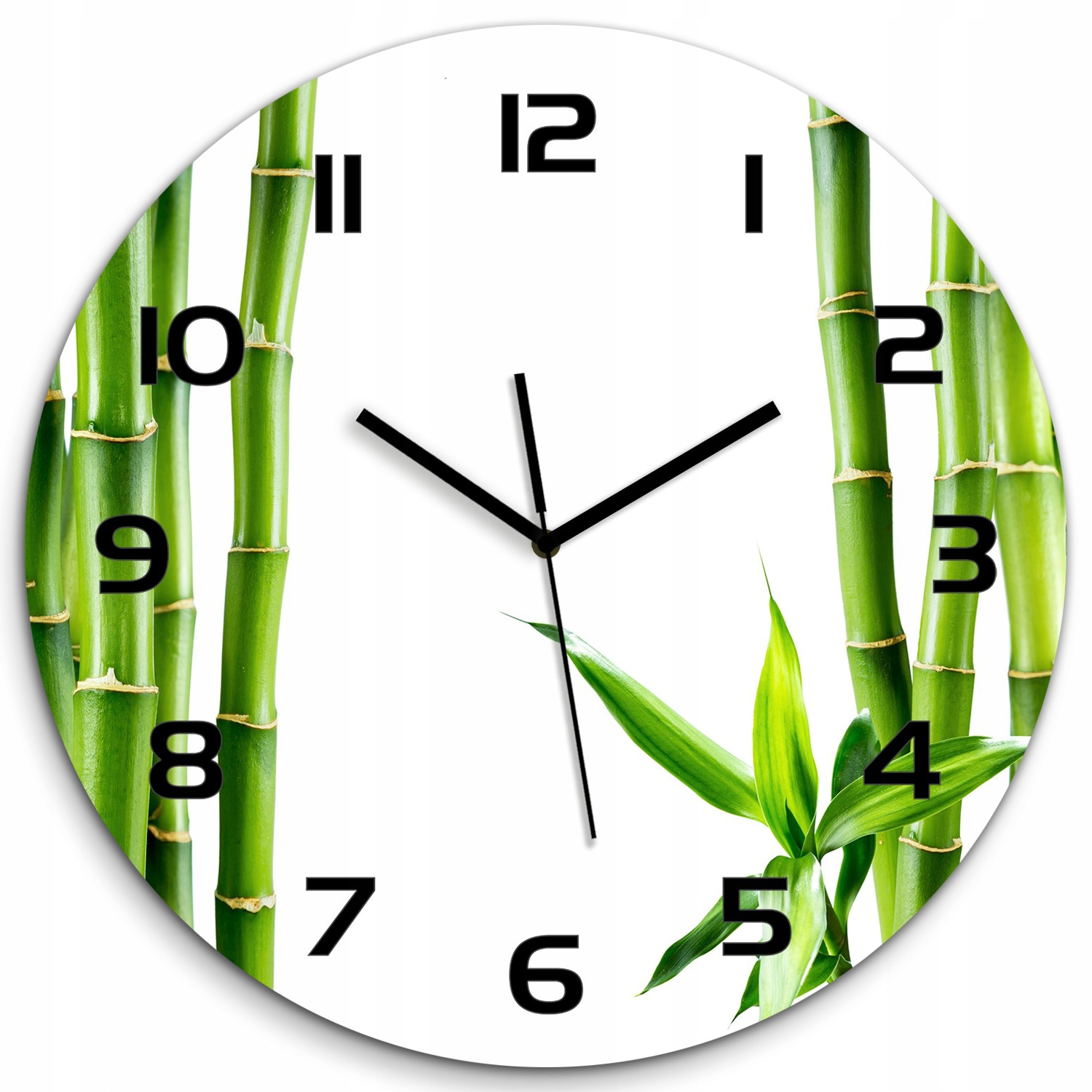 

Duży okrągły szklany zegar ścienny Bambus fi 60 cm