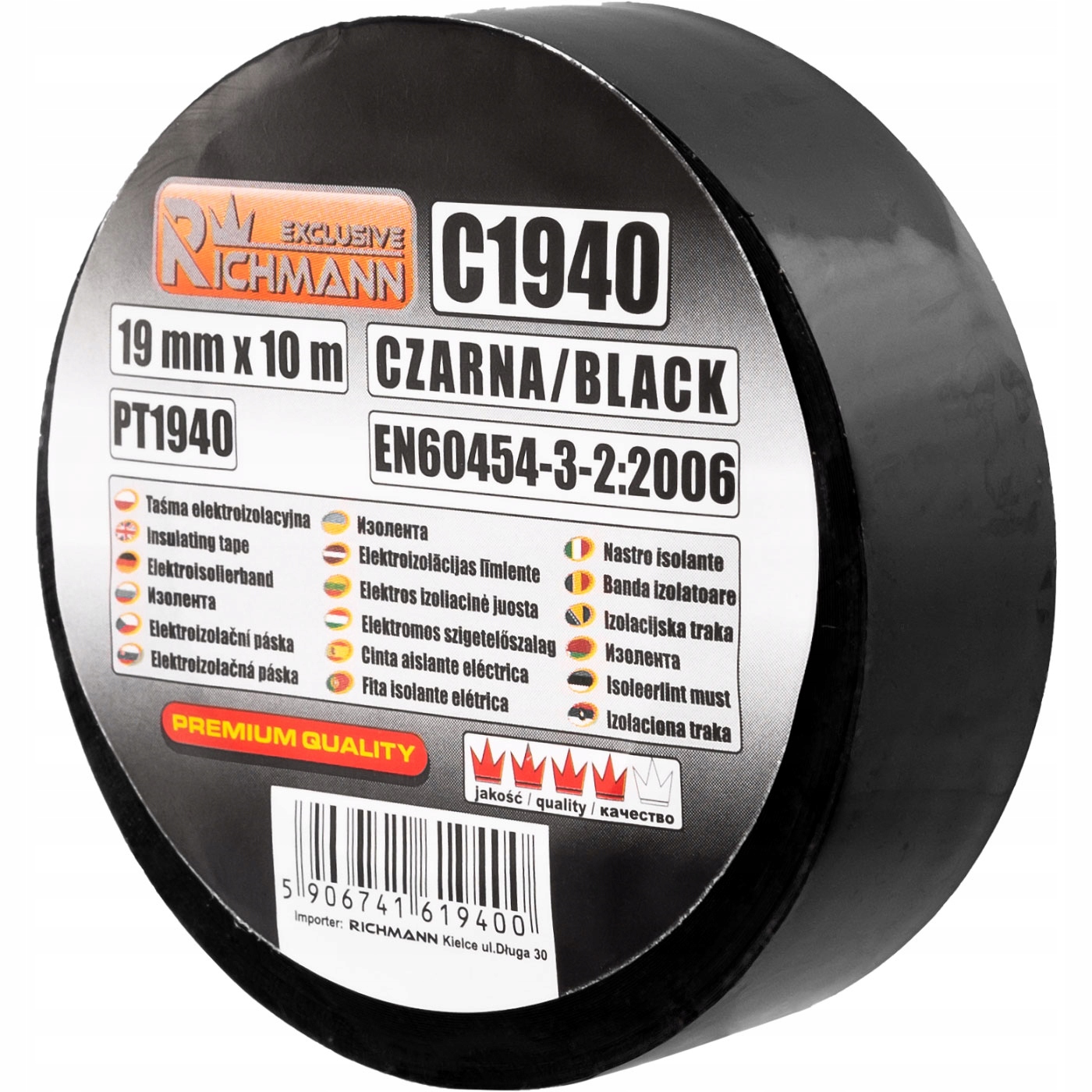 C1940 10X TAŚMA IZOLACYJNA 19MMx10M CZARNA RICHMAN
