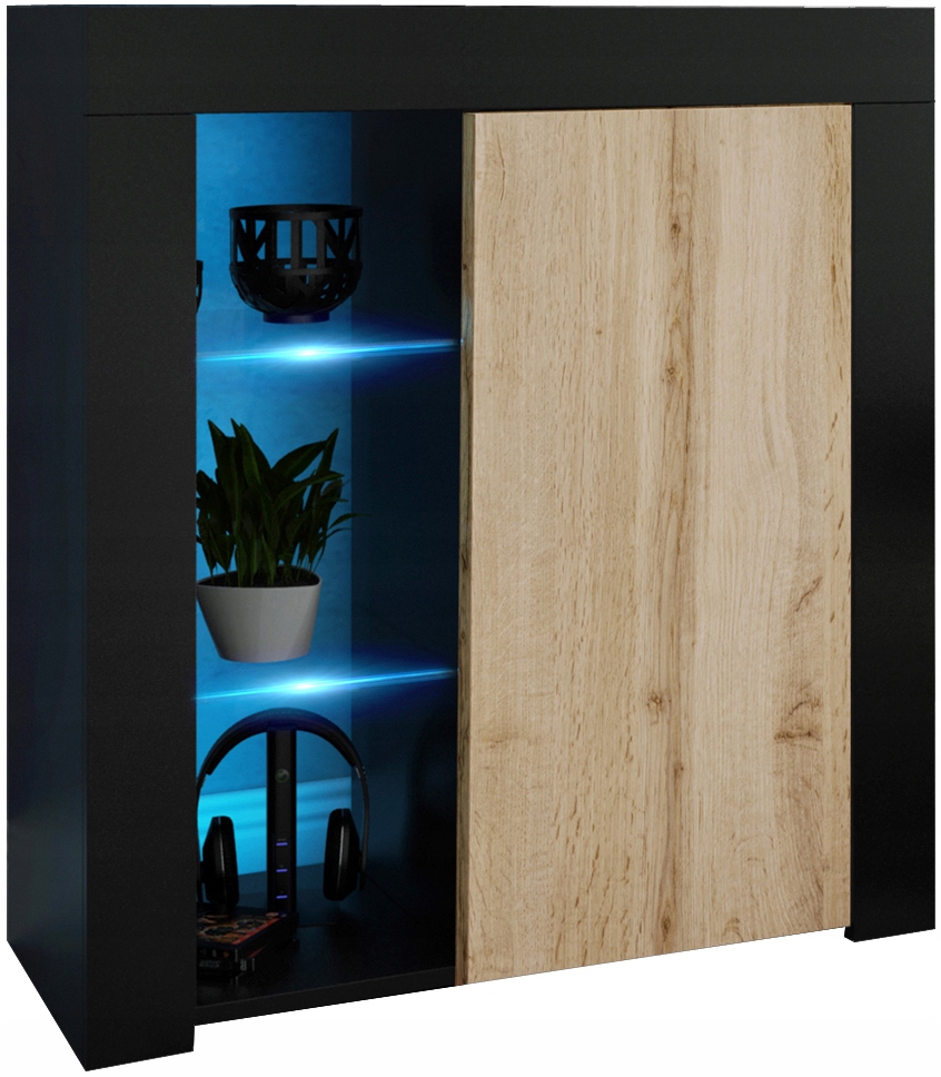 KOMODA szafka czarny mat DĄB WOTAN 80 70 75cm