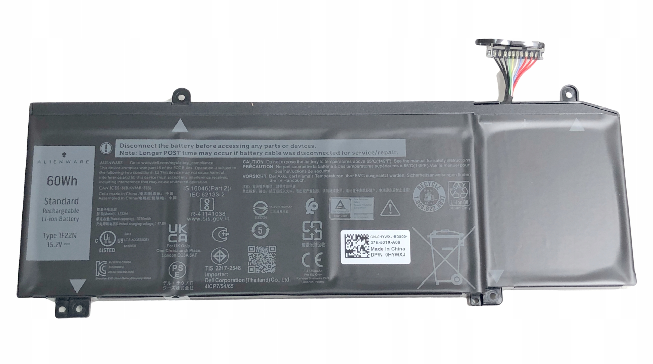 Oryginalna Bateria 60Wh Type 1F22N Dell Alienware M17 R1 R2 P37E M15 P79F
