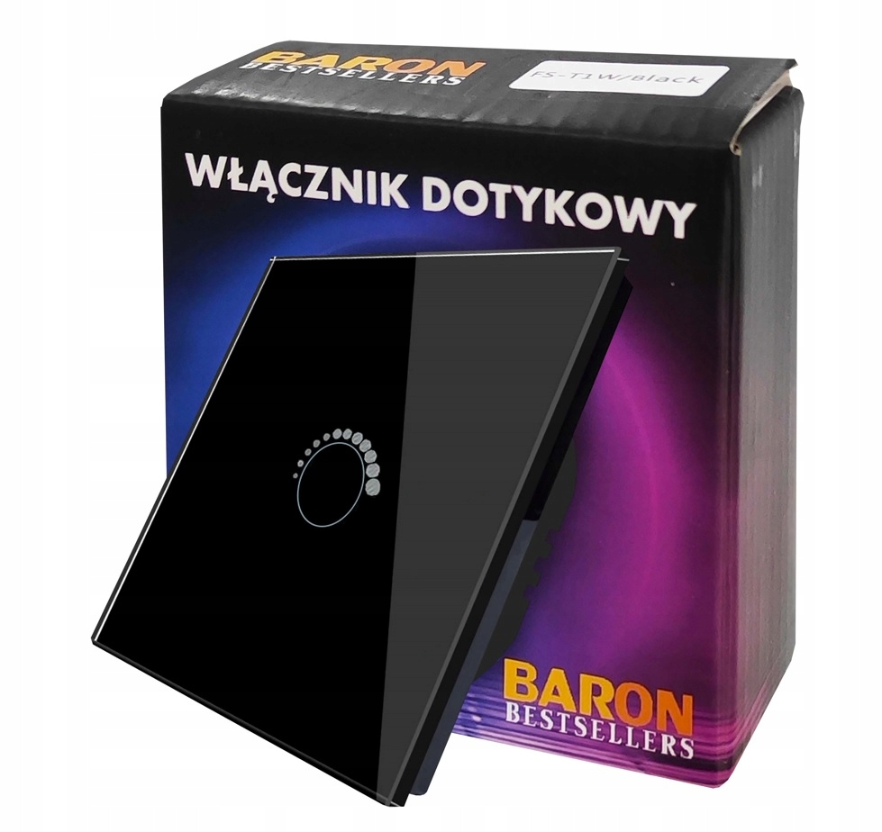 

Włącznik Dotykowy,ŚCIEMNIACZ światła,SZKLANYczarny